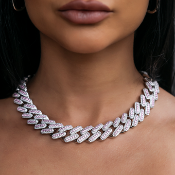 Pink Diamond Cuban Necklace- 19mm