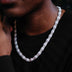 Cadena cubana de halo helado de 10 mm con perlas en oro blanco
