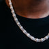 Cadena cubana de halo helado de 10 mm con perlas en oro blanco