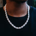 Cadena cubana de halo helado de 10 mm con perlas en oro blanco