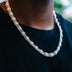 Cadena cubana de halo helado de 10 mm con perlas en oro blanco