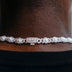 Cadena cubana de halo helado de 10 mm con perlas en oro blanco