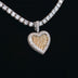 Colgante de corazón con diamantes baguette color canario