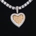 Colgante de corazón con diamantes baguette color canario