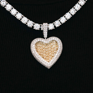 Canary Diamond Baguette Heart Pendant