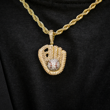 Colgante de Béisbol con Diamantes en Oro Amarillo