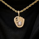 Colgante de Béisbol con Diamantes en Oro Amarillo