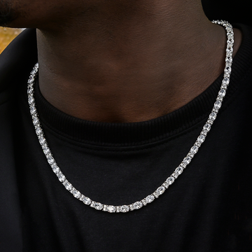 Diamond Mixed Oval Cut Tennis Chain in White Gold - 5mm