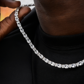 Diamond Mixed Oval Cut Tennis Chain in White Gold - 5mm
