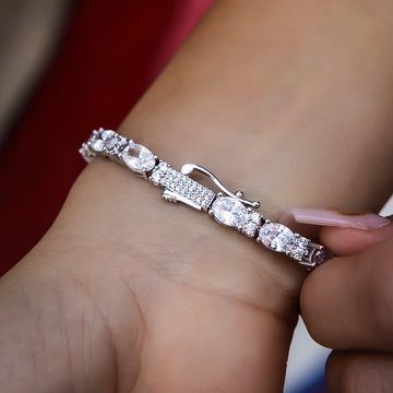 Pulsera tenis de diamantes de talla ovalada mixta - 5 mm
