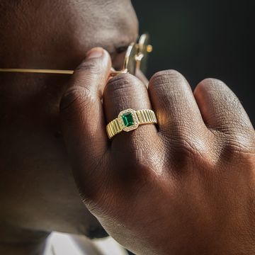 Emerald Textured Ring in Yellow Gold Vermeil- The GLD Shop