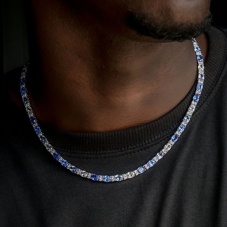 Blue Mixed Oval Cut Tennis Chain- 5mm – The GLD Shop