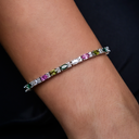 Pulsera de tenis de corte ovalado mixto multicolor - 3 mm