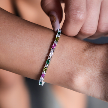 Pulsera de tenis de corte ovalado mixto multicolor - 3 mm
