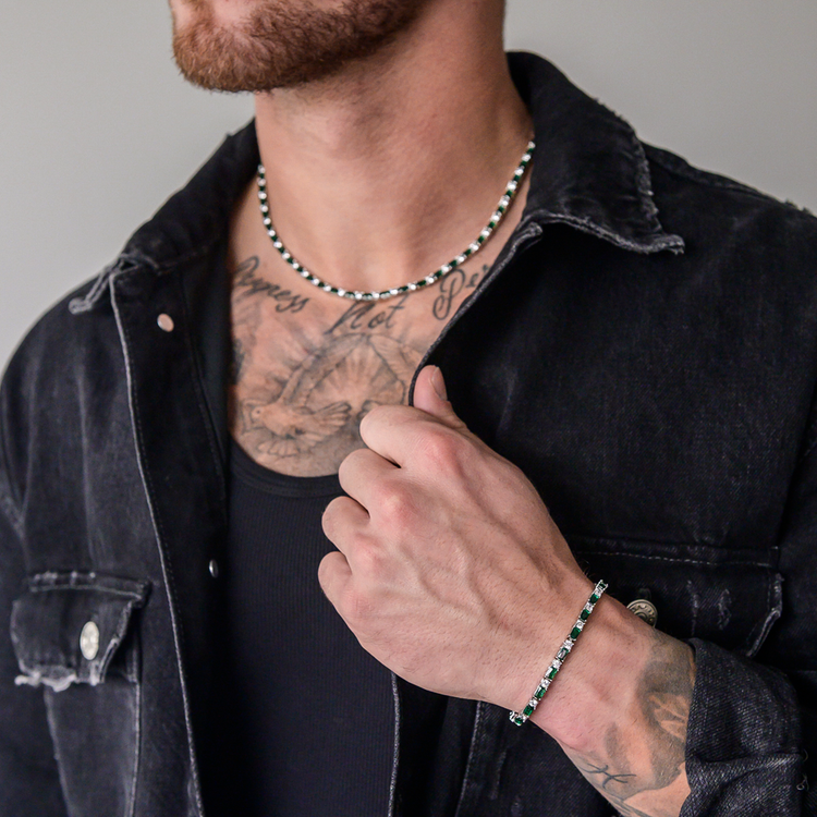 Emerald Baguette Tennis Chain + Bracelet Bundle