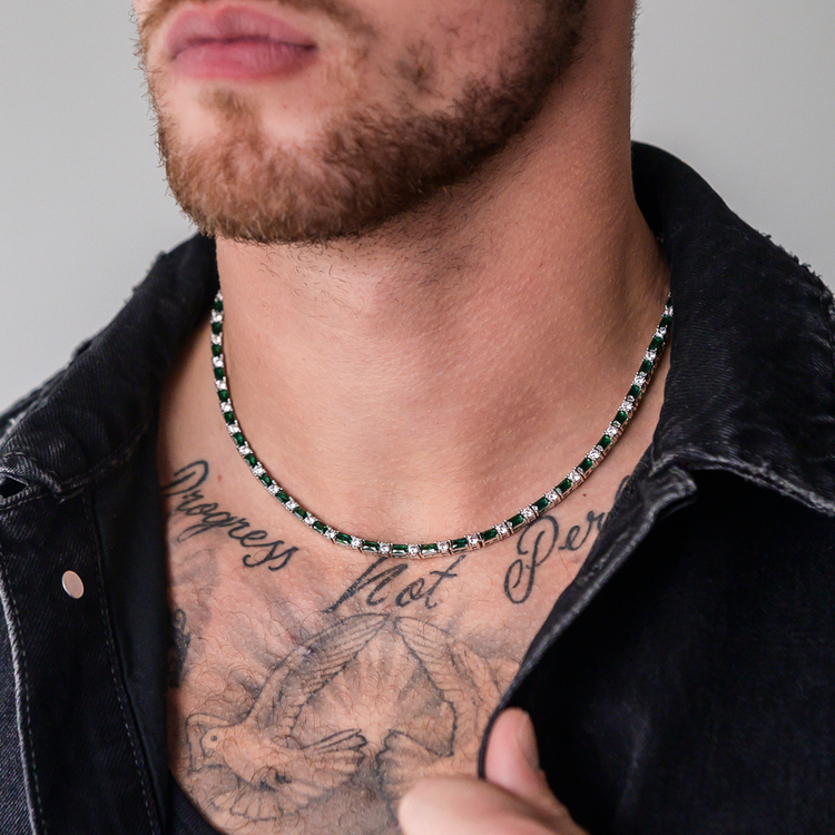 Emerald Baguette Tennis Chain + Bracelet Bundle