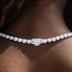 Women's Moissanite Micro Clustered Rosary Chain Necklace in White Gold Vermeil