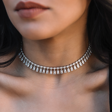 Diamond Dangle Baguette Necklace