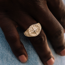 Anillo de brújula en vermeil de oro amarillo