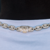 Diamond Puffed Mariner Chain in Yellow Gold- 12mm