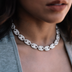 Collar Marinero Abombado con Diamantes en Oro Blanco - 12 mm