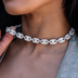 Collar Marinero Abombado con Diamantes en Oro Blanco - 12 mm