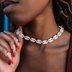 Collar de oro amarillo Diamond Puffed Mariner - 12 mm
