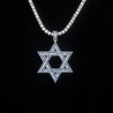 Colgante de estrella de David con zafiros talla baguette