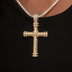 Dije de cruz con cuerda de diamantes en oro amarillo