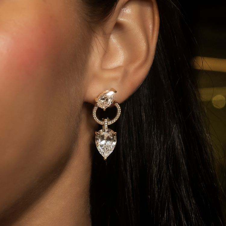 Teardrop Circle Drop Earrings