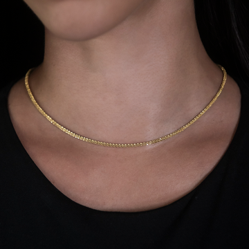 Diamond Cut Popcorn Necklace in Yellow Gold- 2mm