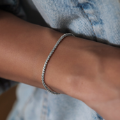 Pulsera Popcorn en Oro Blanco - 2mm