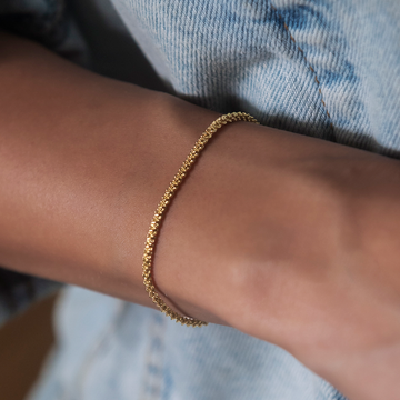 Pulsera Popcorn en oro amarillo - 2 mm