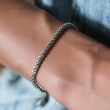 Pulsera de Palomitas de Maíz en Oro Blanco- 4mm