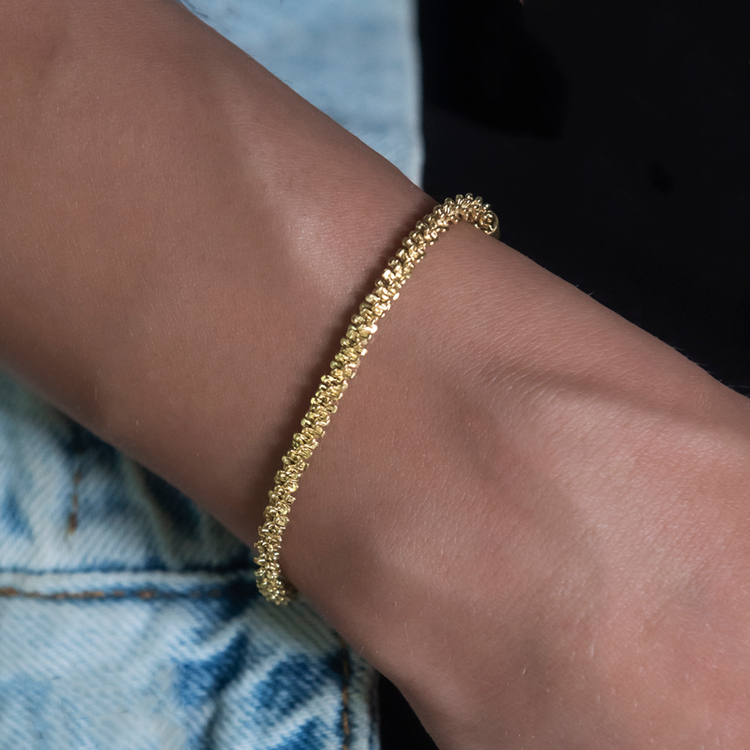 Popcorn Bracelet in Yellow Gold- 4mm