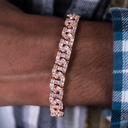 Brazalete de eslabones tipo baguette en oro rosa