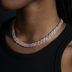 Baguette Chain Link Necklace in Rose Gold- 8mm