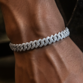 GLD Diamond Prong Cuban Bracelet in White Gold- 8.5mm