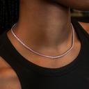 Collar tenis de microdiamantes rosas en oro blanco