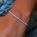 Pulsera micro tenis de diamantes rosas en oro blanco