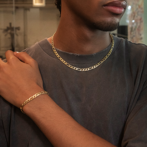 Figaro Chain in Yellow Gold- 6mm