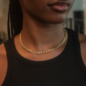 Figaro Necklace in Yellow Gold- 6mm