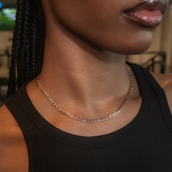 Figaro Link Necklace in Rose Gold- 4mm