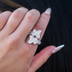 Anillo Mariposa de Baguettes de Diamantes en Vermeil de Oro Blanco