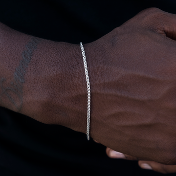 Palm Chain Bracelet in White Gold- 2mm