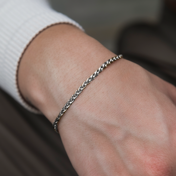 Palm Chain Bracelet in White Gold- 4mm