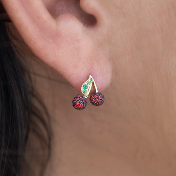 Pendientes de cereza con circonitas