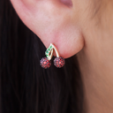 Pendientes de cereza con circonitas