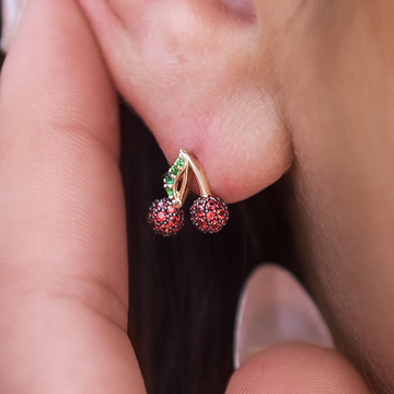 Pendientes de cereza con circonitas