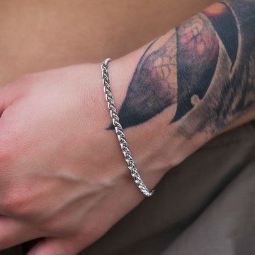 Palm Chain Bracelet in White Gold- 4mm